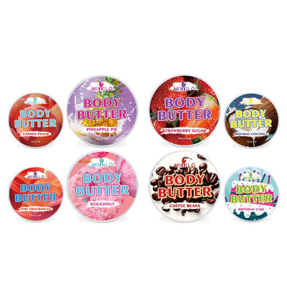 Fruity Body Glaze Set 8 Scents 100g×2 – Pineapple Coconut Strawberry Coffee Peach Doughnut Birthday Cake Non-Greasy All-Day Moisturizing Travel Size Body Lotion Gift for Women