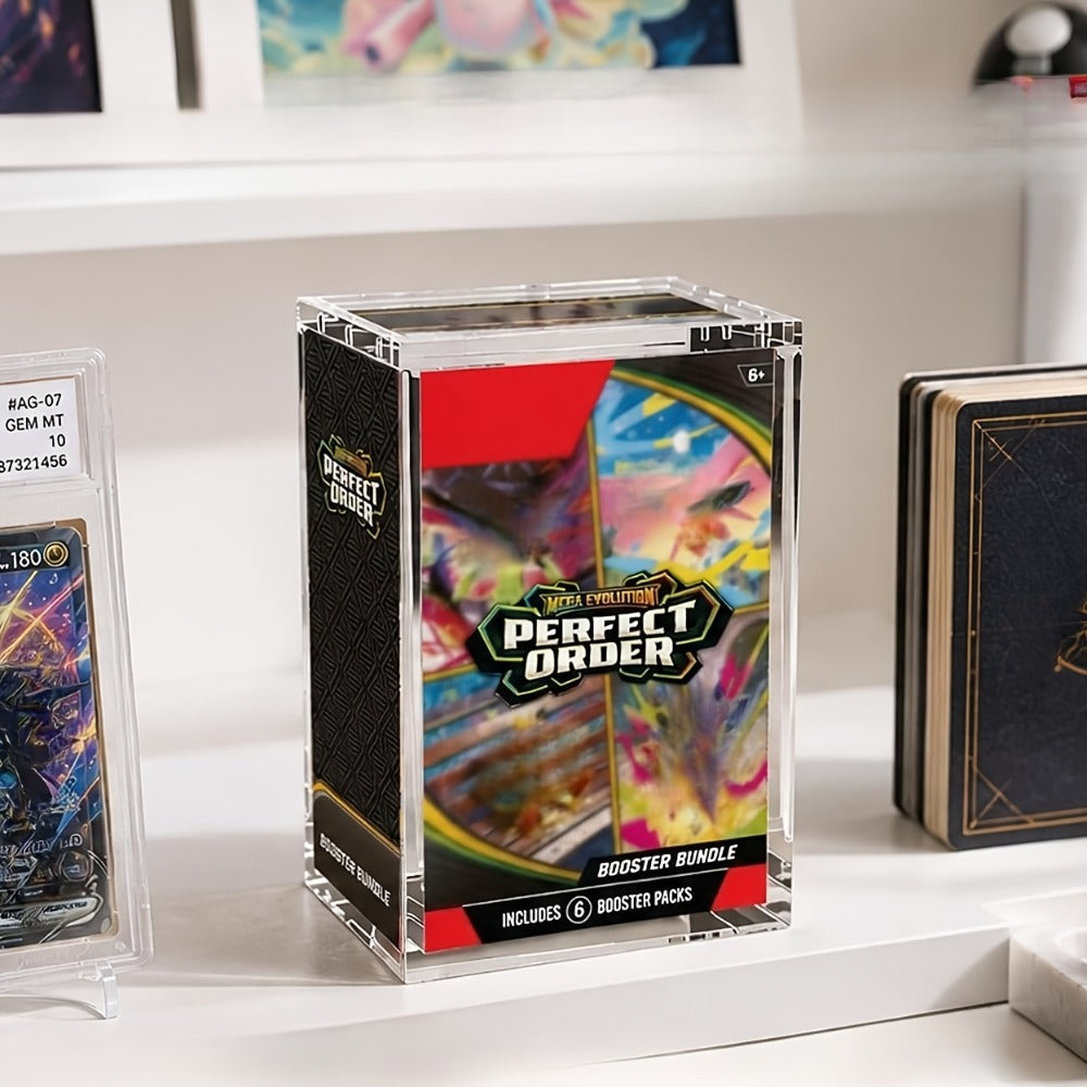 Pokemon Acrylic Display Case for ETB & Booster Bundle – 6mm Thick Clear Box Magnetic Lid UV Resistant Stackable Elite Trainer Box Protector for Card Collectors Gift