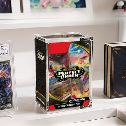 Pokemon Acrylic Display Case for ETB & Booster Bundle – 6mm Thick Clear Box Magnetic Lid UV Resistant Stackable Elite Trainer Box Protector for Card Collectors Gift