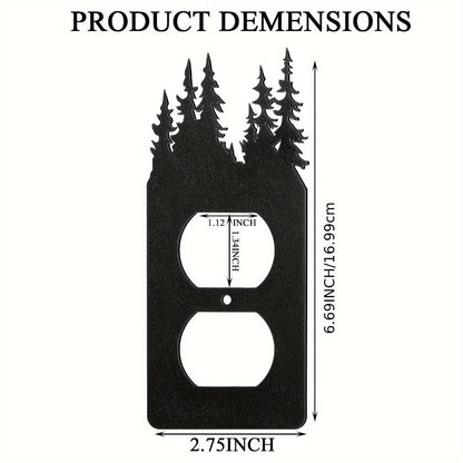 Light Switch Cover Plates 6 Pack Metal Bear Moose Trees Mountains Rustic Cabin Nature Theme Single Gang Wall Plate 2.75 x 6.69 Inch for Home Bedroom Living Room Cabin Lodge Decor