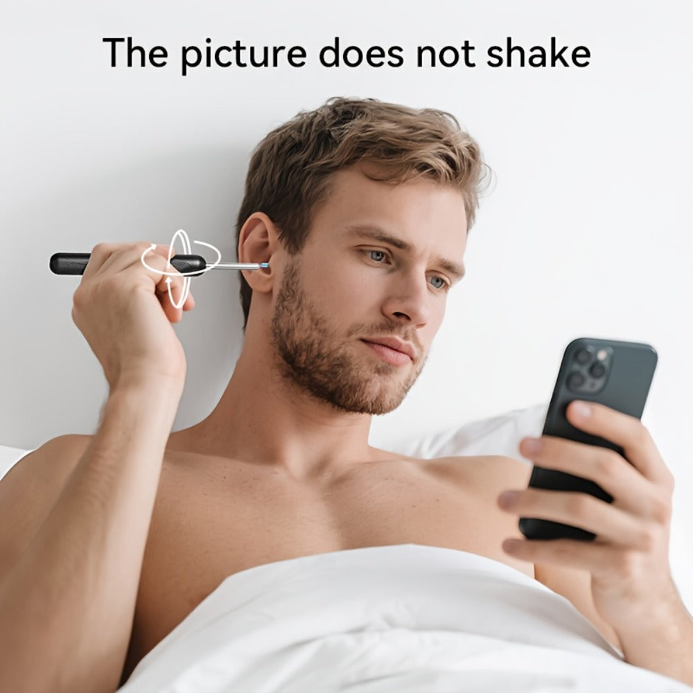 Ear Wax Removal Camera Visual Ear Cleaner 1080P HD – 6 Safety Ear Spoons 7-Piece Kit, USB Charging, Real-Time Smartphone Inspection, Portable Ear Cleaning Tool for Adults Kids, Black and White