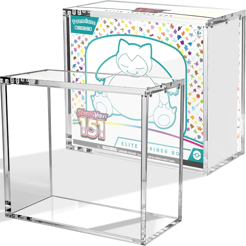 Pokemon Acrylic Display Case for ETB & Booster Bundle – 6mm Thick Clear Box Magnetic Lid UV Resistant Stackable Elite Trainer Box Protector for Card Collectors Gift