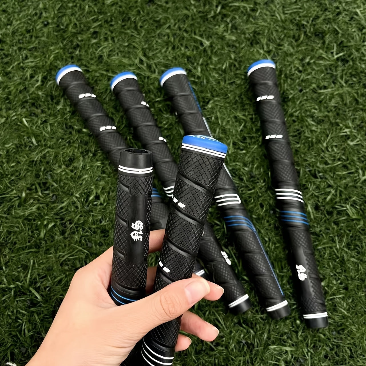 Oversized Golf Grips 10-Pack | Jumbo Blue Soft Rubber Anti-Slip Golf Club Grips for Iron & Wood Clubs – Ergonomic Precision Control Design for All Skill Levels with Custom Texture & Enhanced Durability