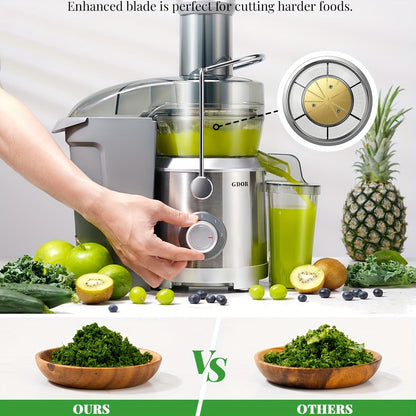 Compact Centrifugal Juicer Dual Speed - 2.5" Wide Feed Chute, BPA-Free Anti-Drip Spout, Easy Clean, Includes Juice Jug & Brush, Space-Saving Juicer for Fruits & Vegetables, White Grey Black