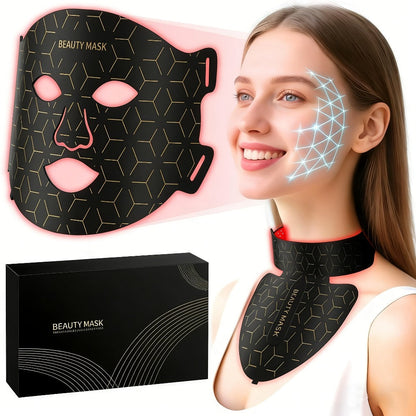 LED Face Mask – 7-in-1 Red Light Therapy for Face & Neck, 93+80 LED Beads, Separate Silicone Applicator, 1800mAh Rechargeable, Adjustable Color Brightness & Timer, Anti-Aging Skin Care Gift for Women