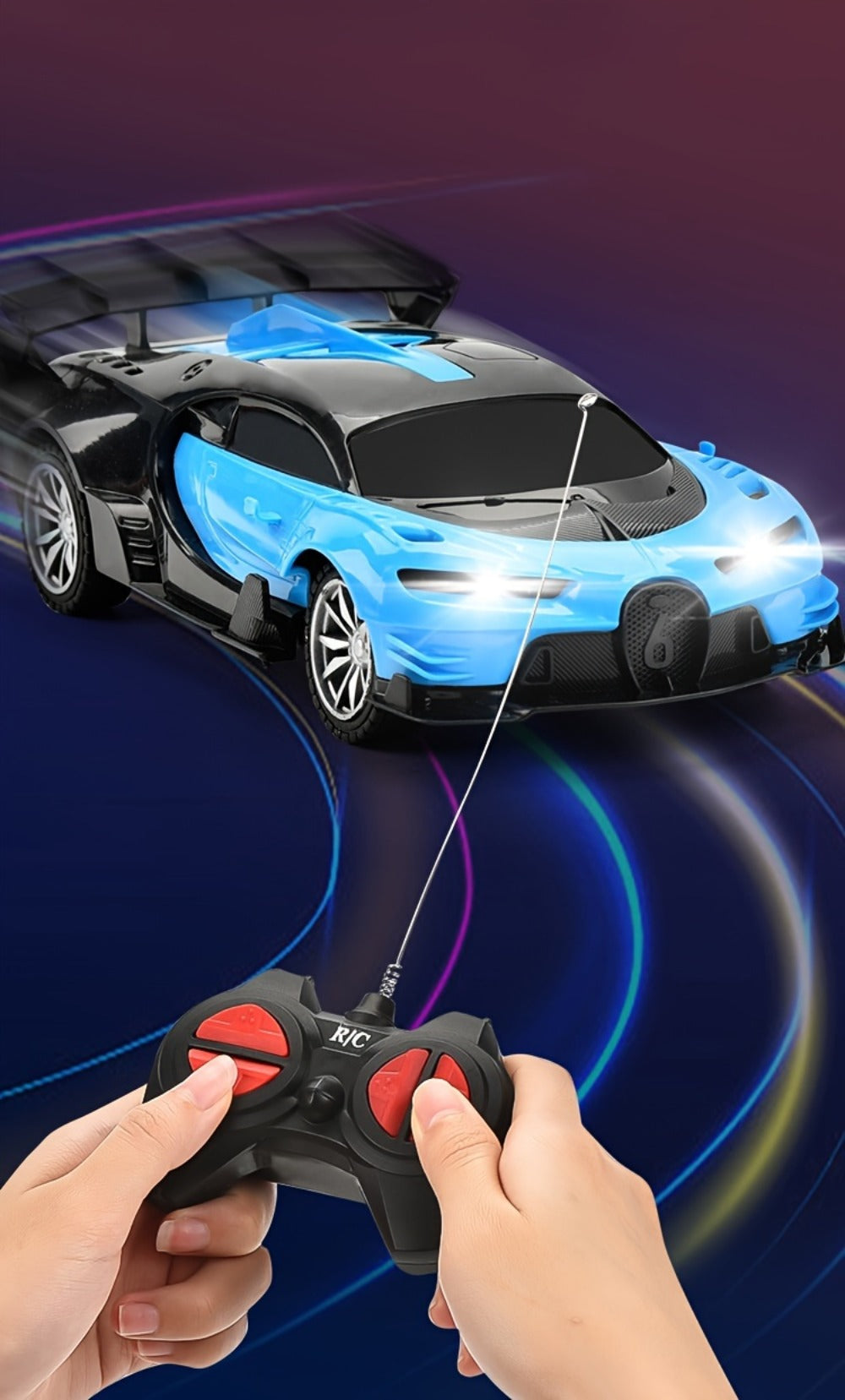High-Speed Drift RC Car 1:24 Scale with LED Lights 4-Channel Simulation Model Remote Control Car for Kids Boys Girls – Green Blue Black Red Black, Birthday Christmas Halloween Gift Ages 6+