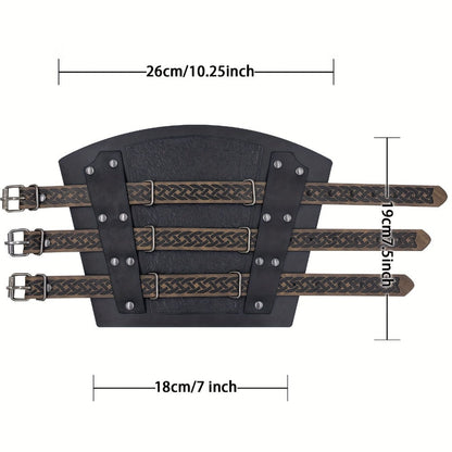Medieval Faux Leather Bracers Viking Arm Guards – Embossed Renaissance LARP Cosplay Costume Accessory for Halloween, Stage Performance & Photography, Brown & Black, 1pc or 2pcs