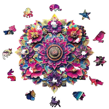 Wooden Mandala Puzzle for Adults – Unique Irregular Animal Shaped Pieces, Exquisite Gift Box, Decorative Art Jigsaw Brain Teaser, Birthday Christmas Holiday Gift for Women Men Teens