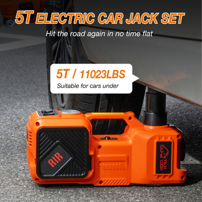 5 Ton Electric Hydraulic Car Jack with Built-in Air Pump – Portable Car Lift for SUV MPV Truck, Tire Replacement & Emergency Roadside Use, Optional Electric Impact Wrench