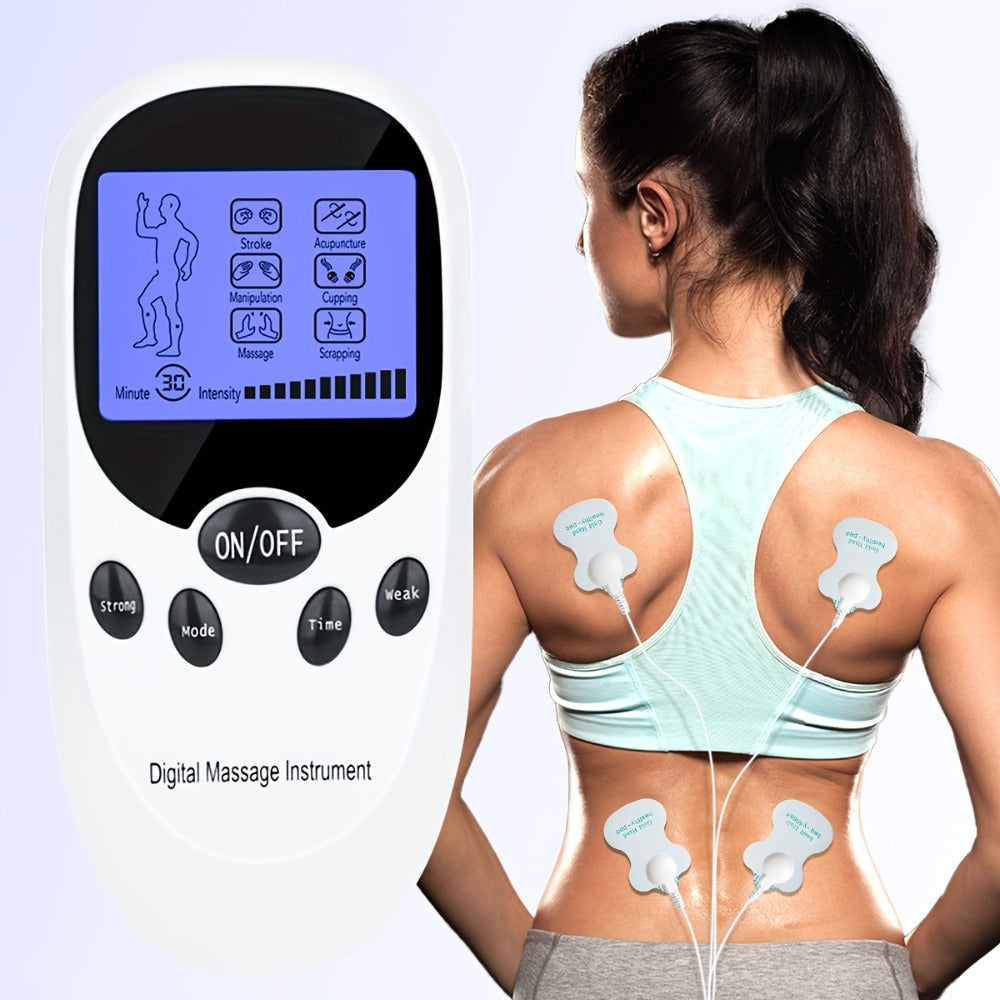 TENS EMS Dual Channel Muscle Stimulator Massager – 8 Electrodes for Back, Shoulder & Knee Pain Relief, Muscle Recovery, Portable Electric Pulse Therapy Device