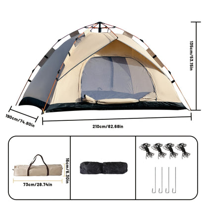 Pop Up Camping Tent Instant Setup – Automatic Windproof Lightweight Tent with Dual Doors & Mesh Windows, All-Season Waterproof Design for 1-3 & 3-4 Person, Ideal for Camping, Hiking & Travel