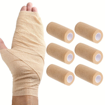 Self Adhesive Bandage Wrap 4 Inch x 5 Yards Cohesive, 6 Rolls Non-Woven Self-Sticking Athletic Tape for Ankle Knee Wrist Sprains, Breathable Elastic First Aid Medical Wrap Elbow Support