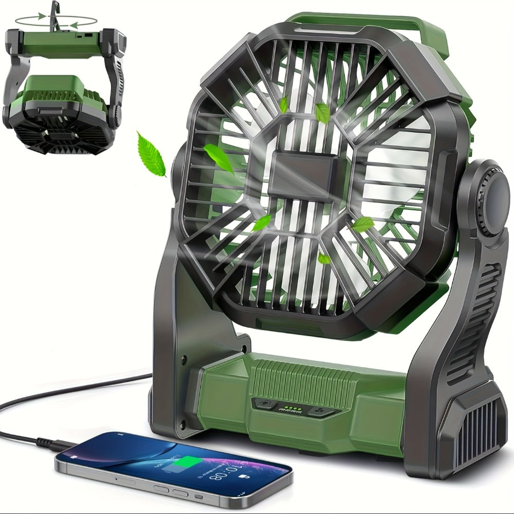 Camping Fan with LED Lantern, 3-in-1 Battery Powered Portable Fan Light for Tent Outdoor, Rechargeable Electric Fan with Timer 360° Rotation, for Camping Hiking Barbecue Travel Emergency