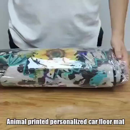 Car Floor Mats Set of 4 Halloween Theme – Universal Front & Rear All-Weather Floor Mats for Cars, SUVs & Trucks, Durable Polyester Interior Protection with Scarlet Killer Breeze Design
