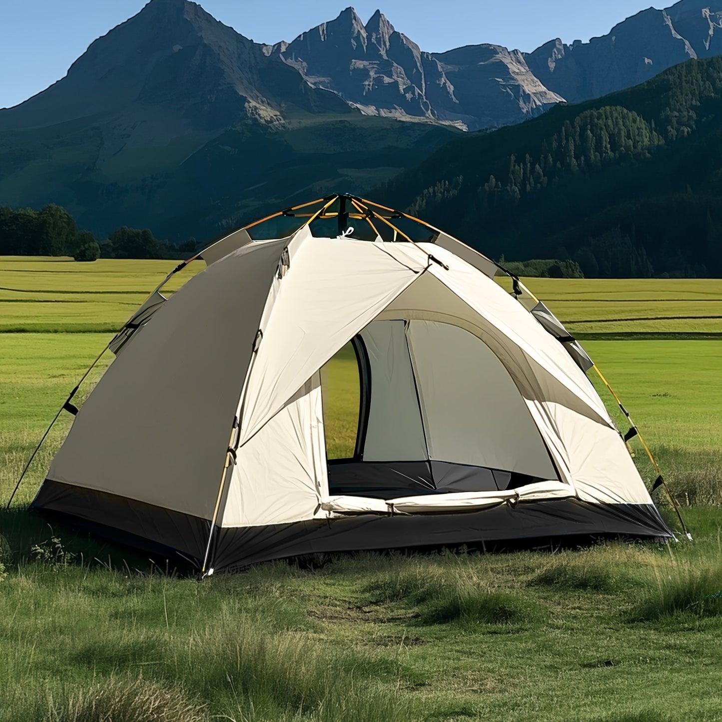 Pop Up Beach Tent Automatic Quick Open Camping Tent Waterproof Sunproof Portable Outdoor Tent 2 Doors 210x150x125cm All Season Square Camp Tent for Hiking Picnic Music Festival Family Outdoor Activities