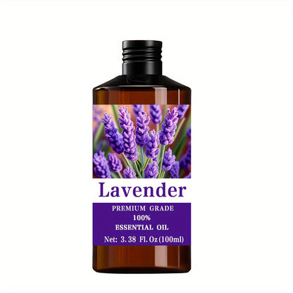 Lavender Essential Oil 100ml 100% Pure Natural — Sleep Aid Relaxation Stress Relief Aromatherapy Diffuser Massage Nail Hair Skin Care Calming Herbal Scent Gift Men Women 3.38oz