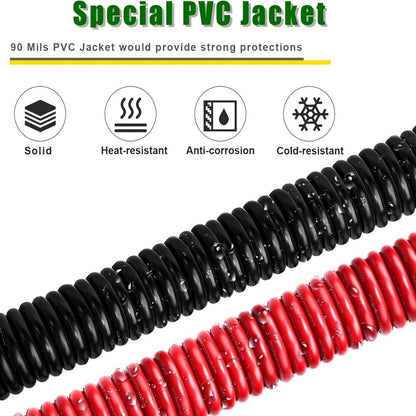 8 AWG OFC Copper Wire Cable Red & Black Set 8 Gauge Welding Cable for Automotive Battery Marine Generator Solar Wiring - 3FT or 10FT Options