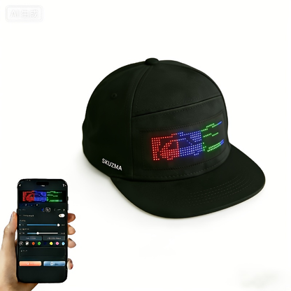 Programmable LED Hat with APP Control – Custom Text, Animation & Graffiti Display, USB Rechargeable, Adjustable Fit for Men & Women, Glowing Light-Up Cap for Party, Festival, Wedding & Carnival