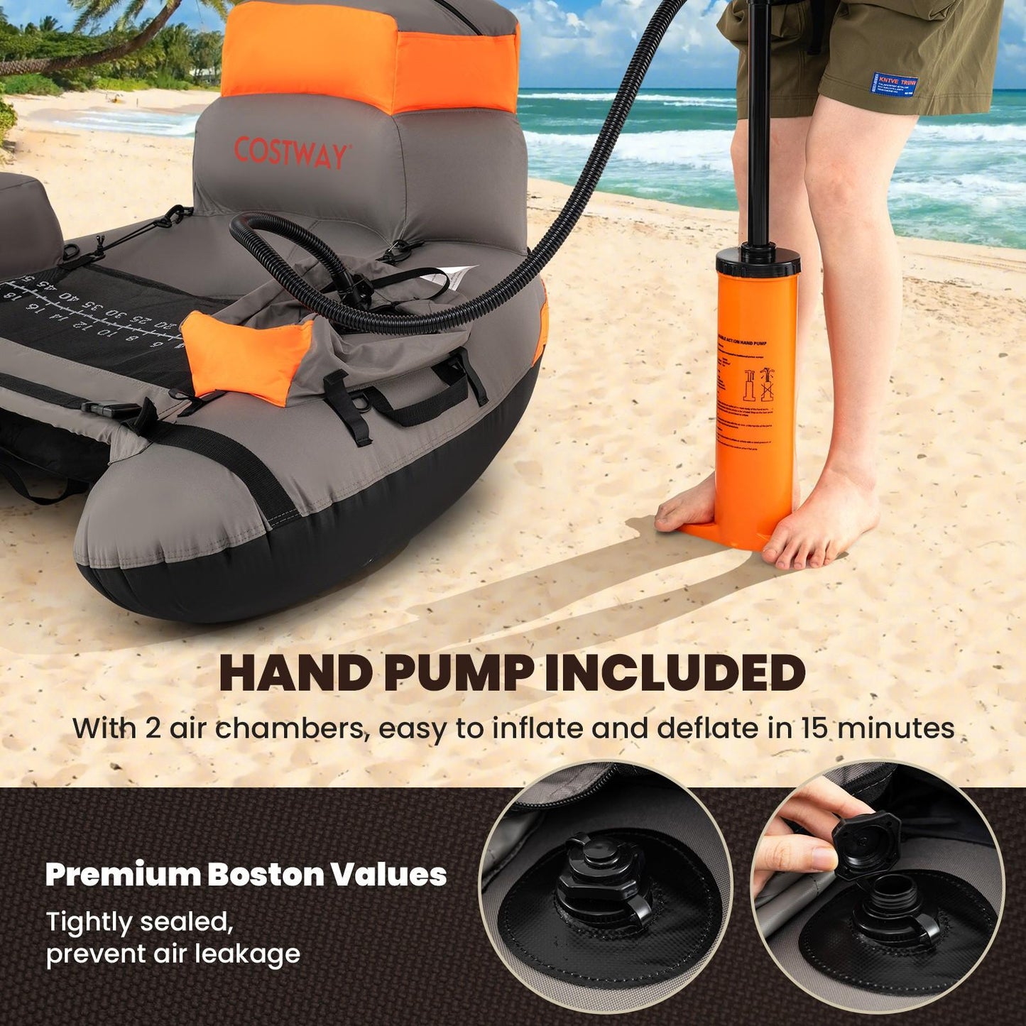Inflatable Fishing Float Tube 350 LBS – Portable Belly Boat with Aluminum Paddle, Fish Ruler & Rod Holder | 600D PVC Backpack Float Tube for Lake, River & Sea Angling | Inflates in 15 Min, 13.5 LBS