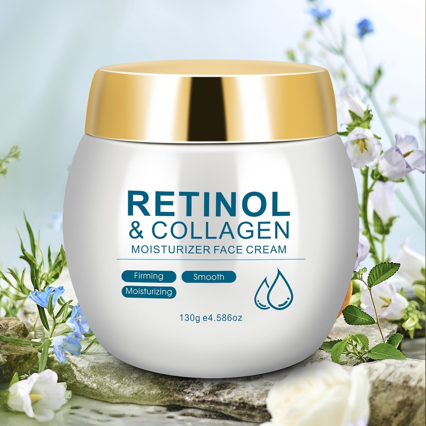 Retinol & Collagen Moisturizer Face Cream with Hyaluronic Acid & Vitamin E, Hydrating Firming Anti-Aging Day & Night Cream for All Skin Types, Hypoallergenic Neck & Face Moisturizer – 130g