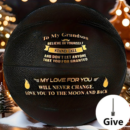 Personalized Basketball Gift for Son & Grandson Standard Size with Pump To My Son To My Grandson Heartfelt Message Sports Birthday Christmas Holiday Gift for Boys Teens