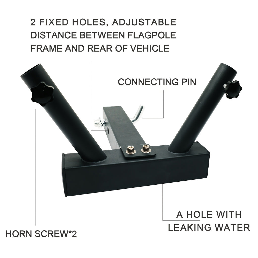 Double Hitch Flag Pole Holder for Truck, Fits Standard 2" Trailer Hitch, RV Flagpole Kit, Car Receiver Flag Pole Mount, Compatible with Jeep, RV, Camper, SUV, Pickup