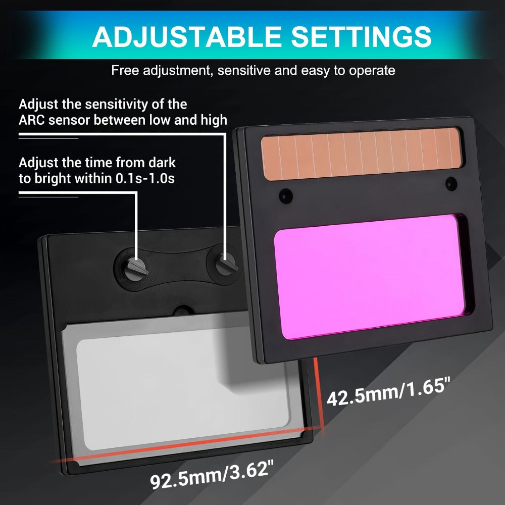 Auto Darkening Welding Helmet True Color Solar Powered – Large View Area DIN 9-13, 1/25000s Response, Adjustable Headgear Eagle Lightning