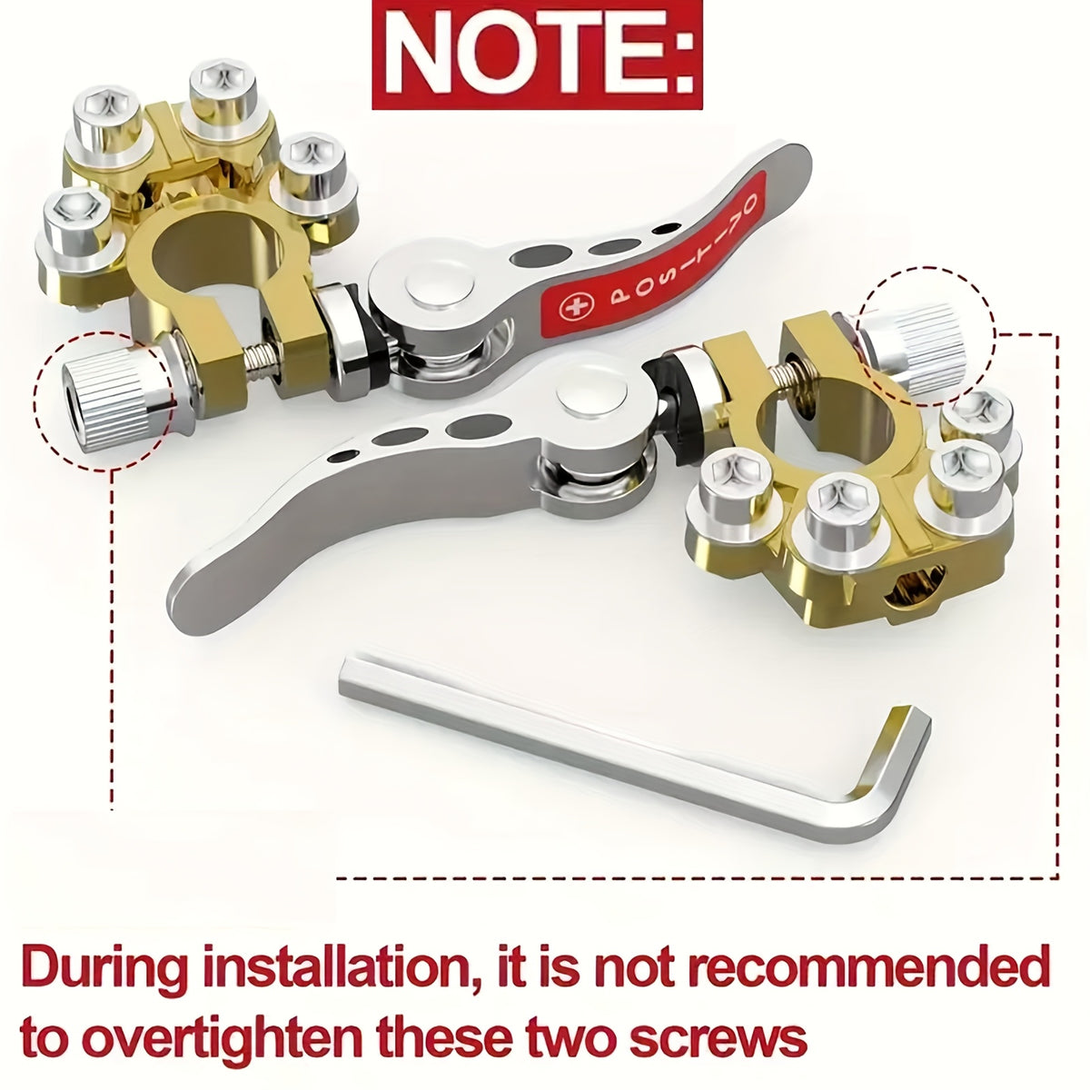 Connector for Car Battery Terminals, Featuring a 4-Way Quick Disconnect Clip for Both Positive And Negative Connections, Made of Solid Polished Brass That Is Resistant to Corrosion And Built to Last for Automobiles, Trucks, And Other Vehicles
