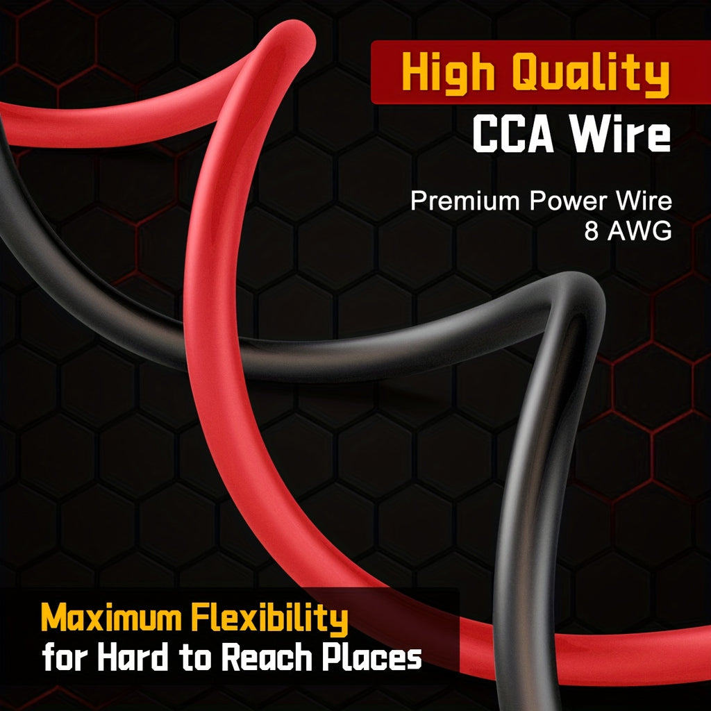 8 Gauge Wire, 50ft Black & Red Power Wire Cable Set, Silicon Shell Power Wire, Copper Clad Aluminum Wire for Battery Cable, Car Audio, Amp Wiring, Generator, Automotive, RV