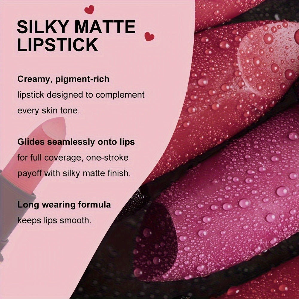 Berry Red Velvet Matte Lipstick Set 6 Colors Waterproof Long-Lasting Smudge-Proof – Non-Fading 12H Wear Velvety Lip Color for All Skin Types Daily Wear Special Events Holiday Gift Women