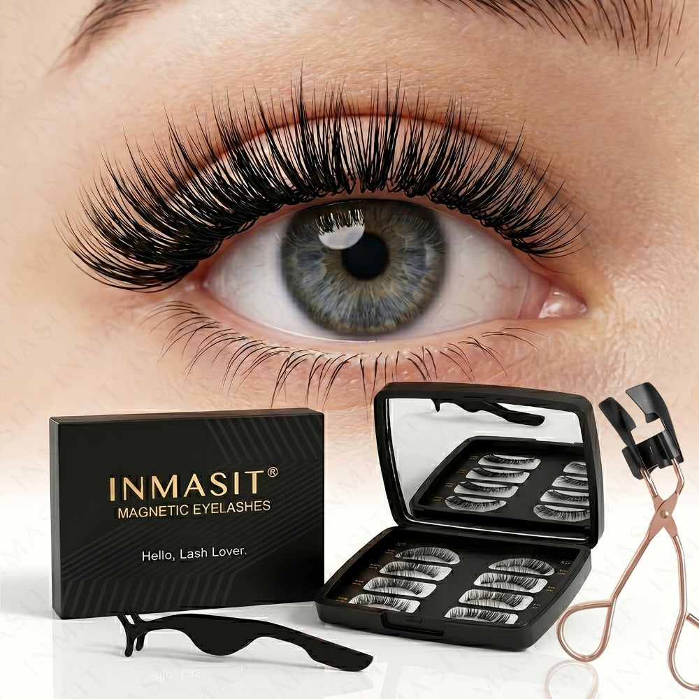 3D Quantum Magnetic Lash Clusters Kit 8Pcs — No Glue False Eyelashes with Applicator Tweezers & Brush, 2 Styles Reusable Beginner-Friendly Natural Lash Set for Daily Makeup, Parties & Valentine Gift