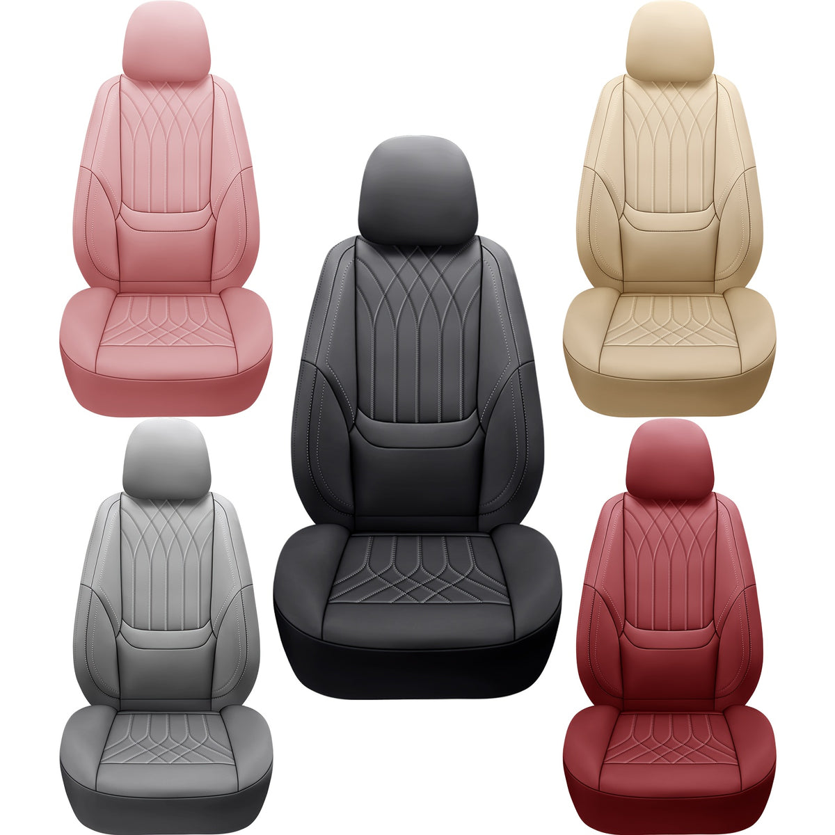 Full Coverage Pu Leather Car Seat Covers Full Set,Waterproof Seat Covers for Cars,SUVs Pick-up Truck, Car Seat Cushion,Car Seat Protector, Seat Cover with 5 Seats / 2 Seats