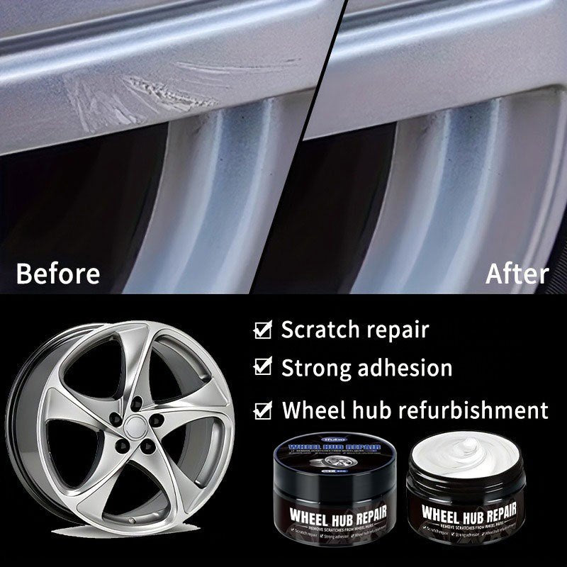 Automobile wheel hub scratch reconditioning paste, tire hub scratch paint repair paste - black and white Silvery aluminum alloy wheel hub chrome plating repair