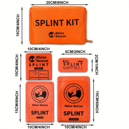 Emergency Splint Set 4pcs – Rollable First Aid Splints in 4 Sizes (36", 18", 9", 4"), Lightweight Compact Medical Splint for Outdoor Survival Camping Hiking Emergency Kit, Orange