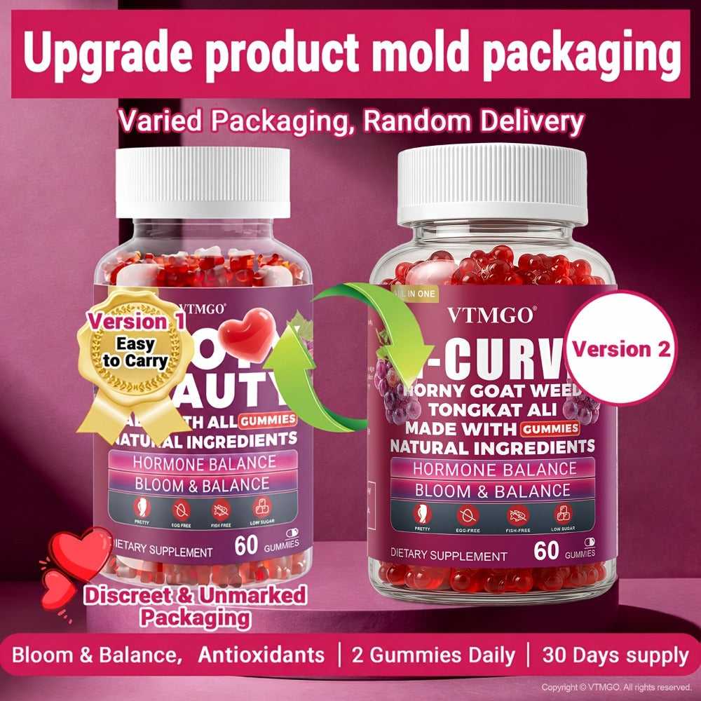 Women's Curve Enhancement Gummies with Maca Root Saw Palmetto Tribulus Terrestris L-Arginine — Natural Body Volumizing & Hormonal Balance Support | Grape Flavor | 60 Count