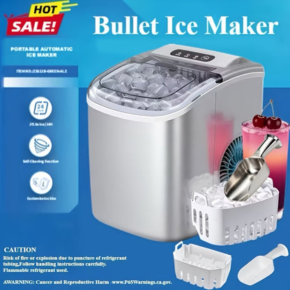 Pebble Ice Maker Countertop – 26 Lbs/24H, 2 Ice Cube Sizes, Sonic Bullet Ice Machine, Auto-Cleaning, Stainless Steel, Ice Scoop & Basket, Optional Descaler Kit for Home, Kitchen, Camping & RV