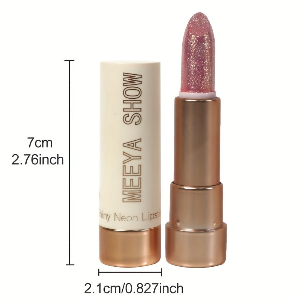 Glitter Shimmer Lipstick Set 3Pcs Pearlescent Pinkish Golden Creamy Glossy Sparkle Lip Gloss Lip Makeup for Party Stage Cosplay Festival Valentine's Day Gift for Women