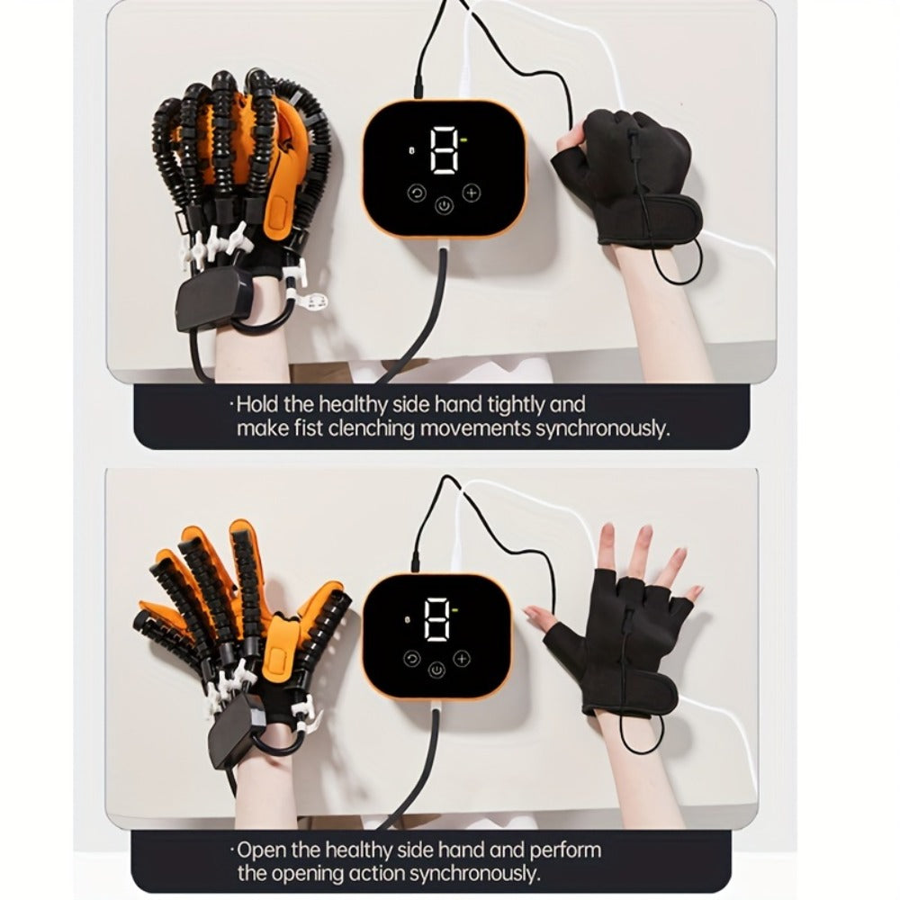 Rehabilitation Robot Gloves for Hand & Finger Training, Air Pressure Finger Exercise Device with LCD Touch Screen, Stroke Recovery & Finger Separation Rehab Glove for Elderly, Left or Right Hand M-XXL
