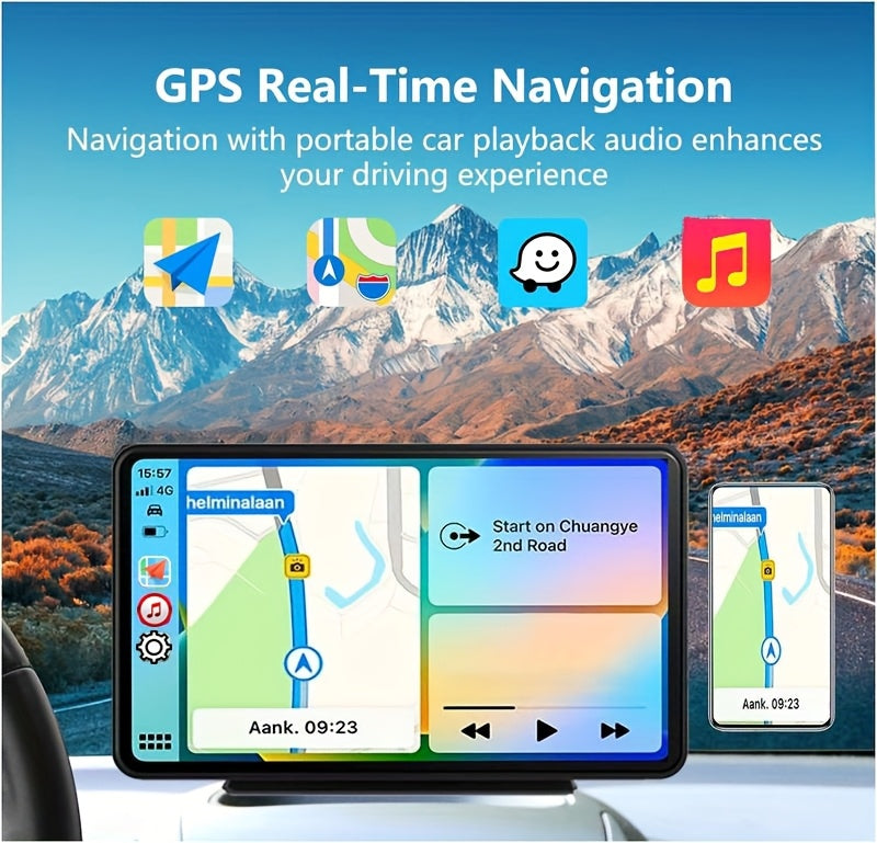 10.26 Inch 4K Ultra HD/7 Inch 1080P Portable Car Stereo with Wireless Carplay Screen, Carplay Radio Touchscreen, Car Video Players for Any Car, Without Battery