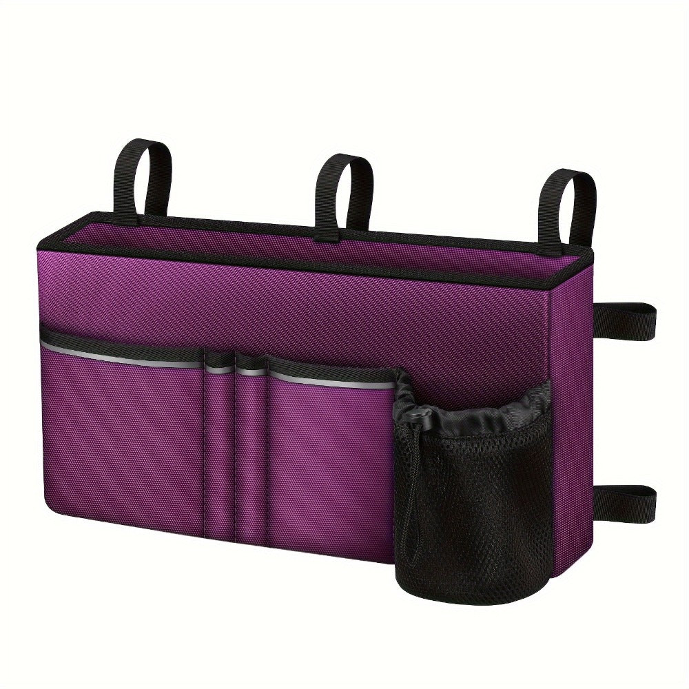 Walker Tote Bag with Cup Holder – Large Capacity Rollator Attachment Bag, 6-Pocket Mobility Aid Accessory Pouch with Reflective Stripe & ID Window, Hands-Free Storage for Elderly & Seniors