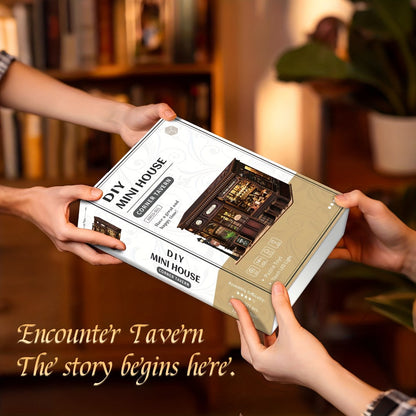 Miniature Book Nook Kit Corner Lounge – DIY 3D Wooden Bookshelf Insert, Cozy Reading Nook Dollhouse Craft for Adults & Teens, Handmade Bookend Home Decor, Unique Birthday Christmas Gift for Book Lovers