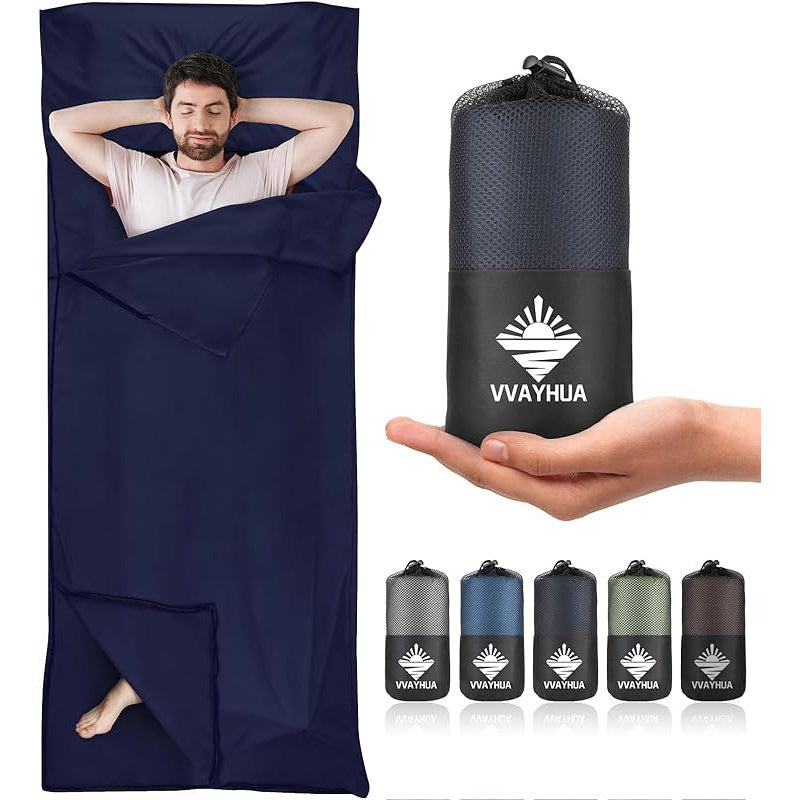 Sleeping Bag Liner for Adults – Two-Way Zipper Sleep Sack with Foot Exposure, Lightweight Portable Travel Sheet for Camping, Hiking, Hotel & Hostel Use, Single Size, Machine Washable