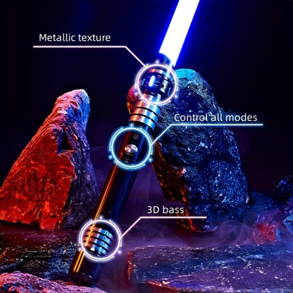 Light Up Saber 15 Colors 2-in-1 Metal Gravity Sensing – Rechargeable Glow Sword with Upgraded LED | Party Glow Sword for Halloween Costume, Christmas Gift for Kids & Adults | Black & Gold