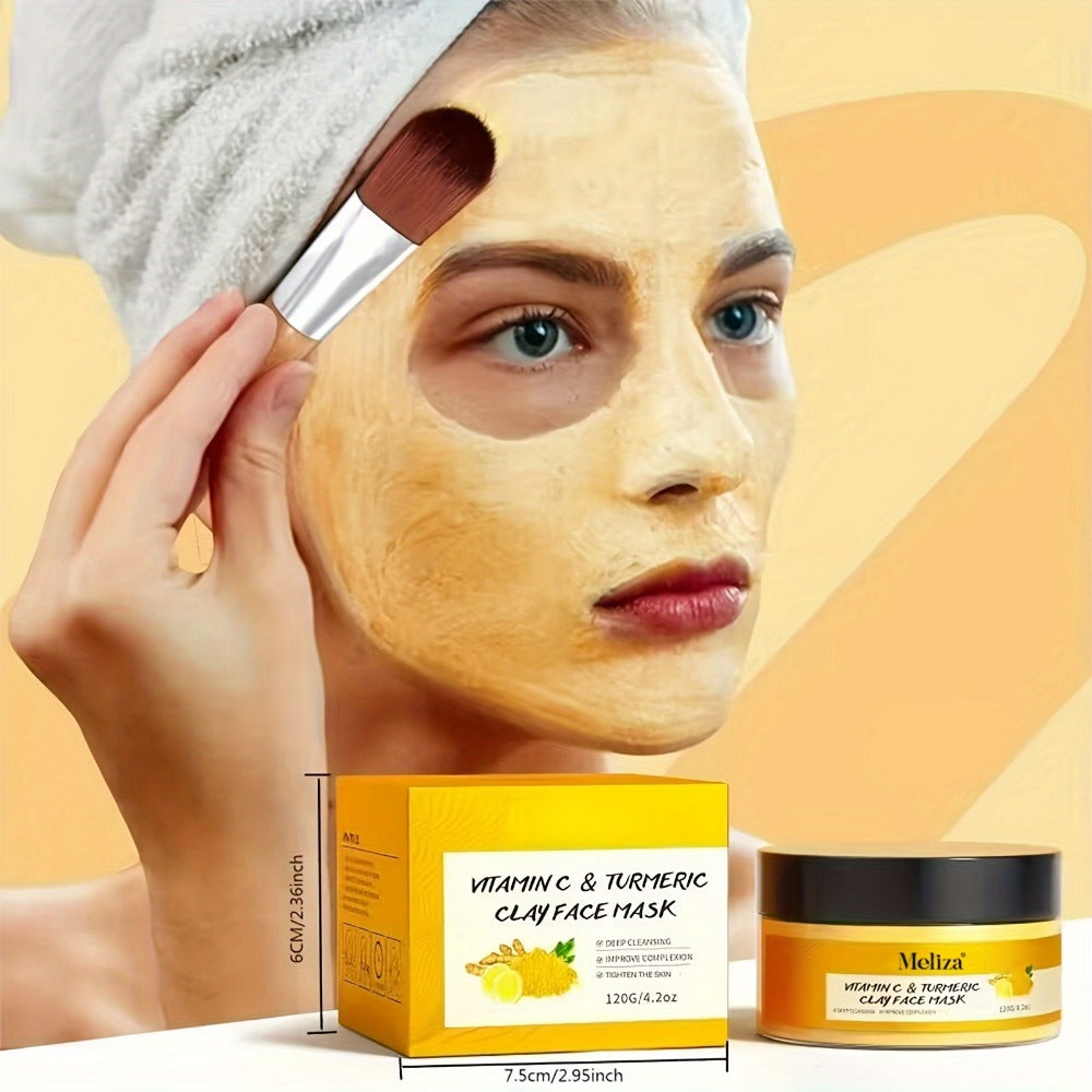 Turmeric Vitamin C Mud Mask 100ml - Deep Cleansing Pore Minimizer Brightening Firming Moisturizing Face Mask, Dark Spot Remover Radiant Skin Weekly Skincare for Women
