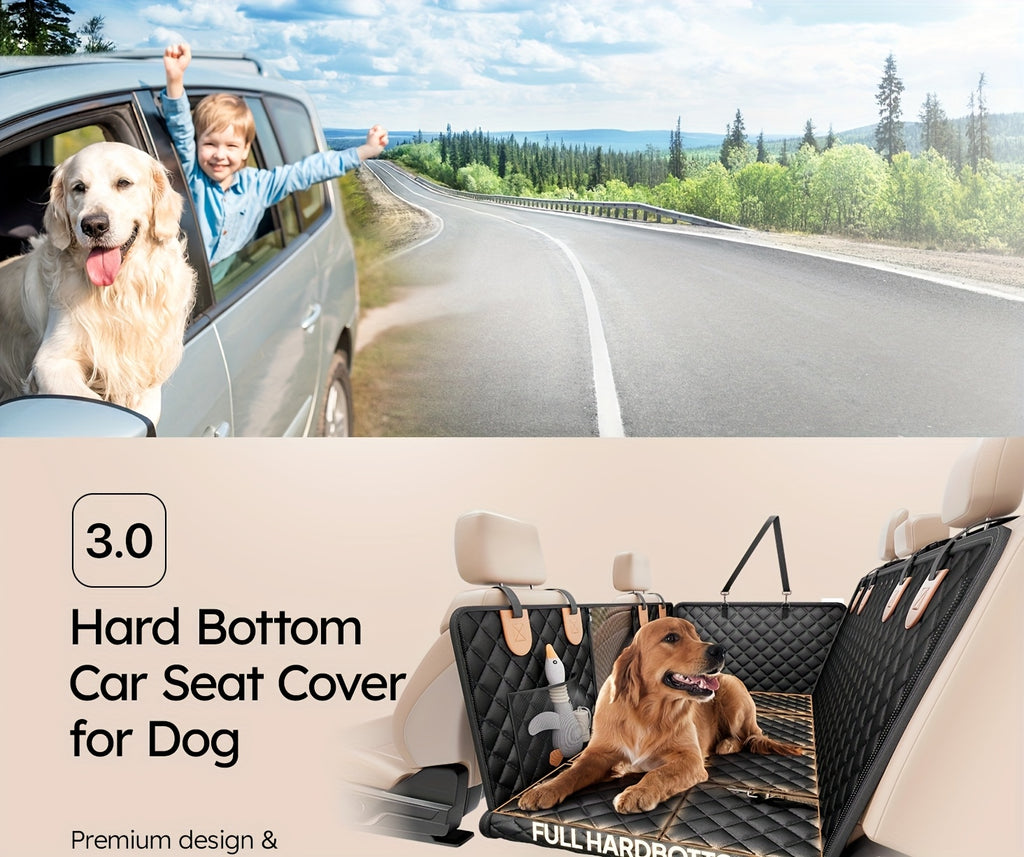 Heavy Duty Dog Hammock with Hard Bottom Support | 450lbs Capacity, XL Size, Suitable for 2-4 Large Dogs, Knit Fabric, Backseat Protector for Truck/SUV