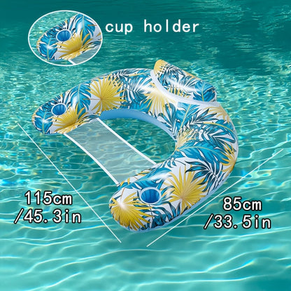 Inflatable Pool Float Chair with Cup Holder & Backrest for Adults – Striped Durable Water Lounge Float, 3-Color Set, 6-Pack or Single Options for Pool Lake River Summer Party