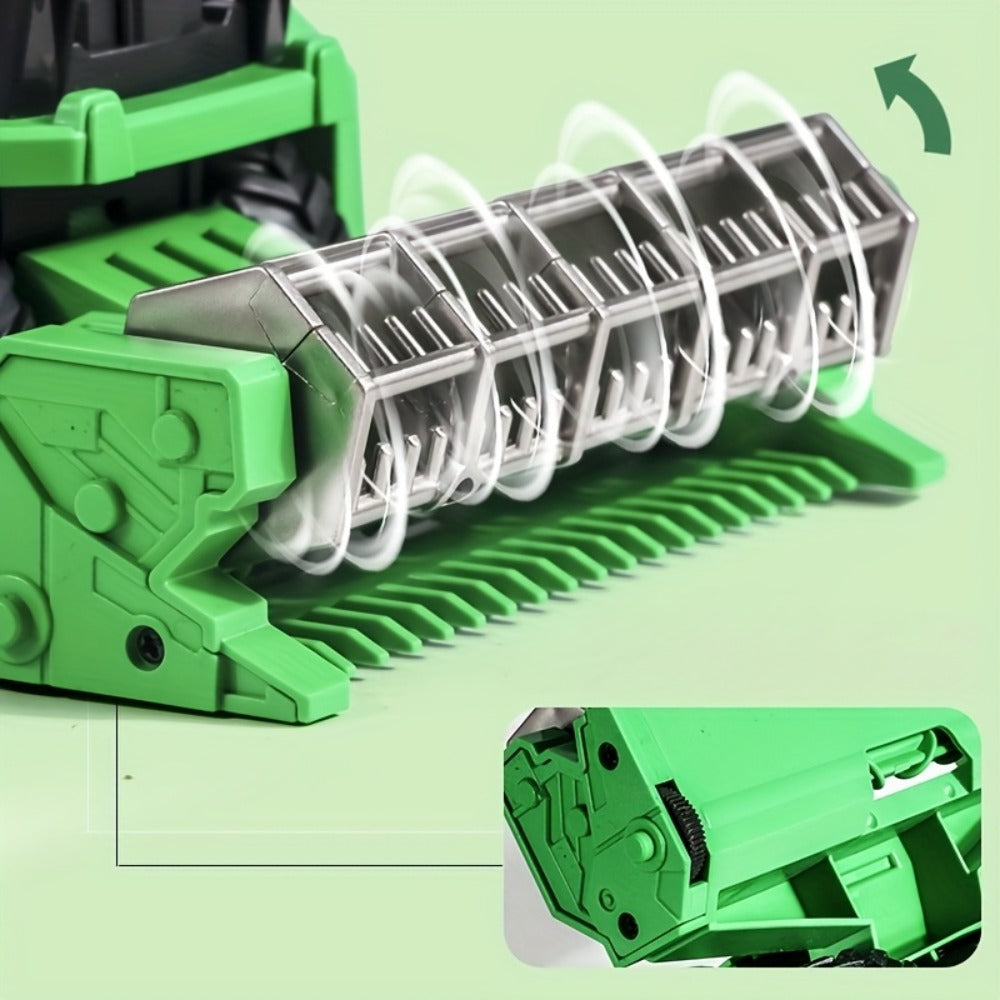Wheat Harvester Toy Car Inertia Friction Powered Agricultural Vehicle Simulation Model for Kids Boys Girls Ages 3+ – Battery-Free Farm Truck Toy Birthday Christmas Gift