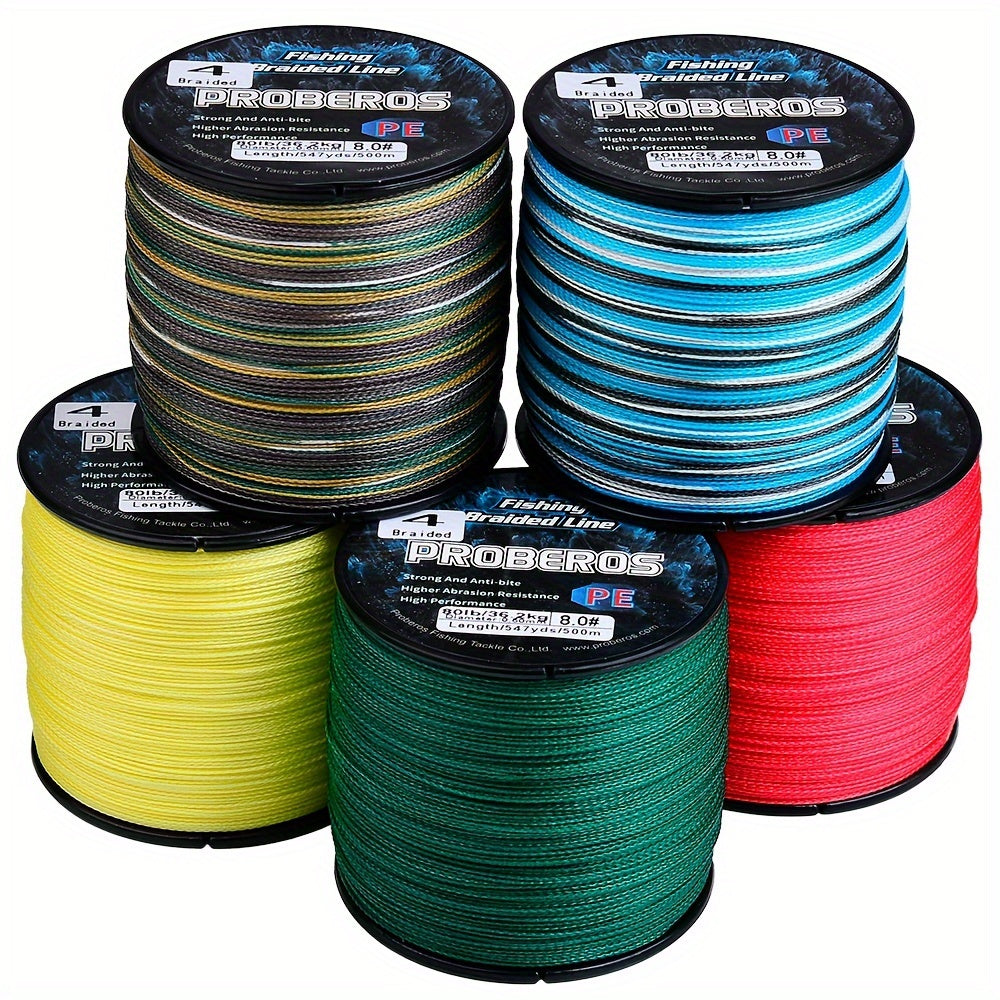 Braided Fishing Line 4 Strand 500M/547Yds - Abrasion Resistant Zero Stretch Superline 6LB-80LB, Multi-Color, Gray/Green/Camo