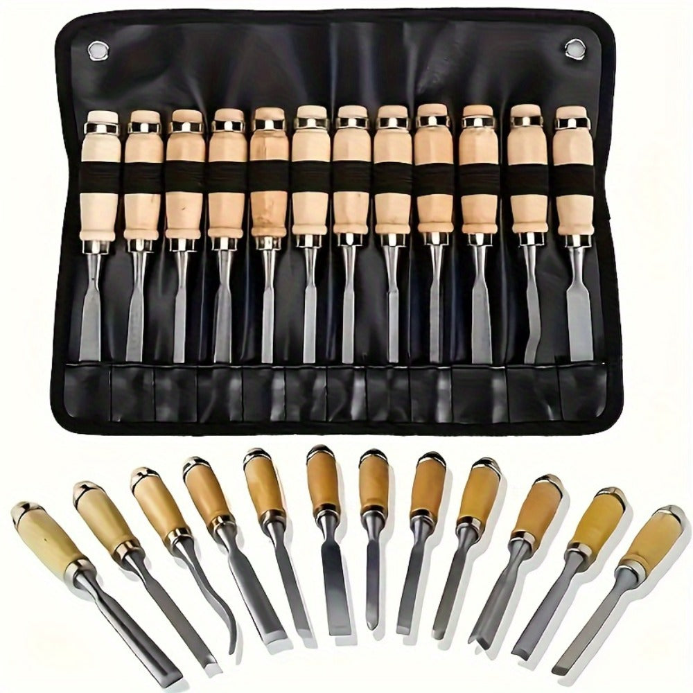 Wood Carving Chisel Set 12 & 24-Piece – Professional Beech Wood Handle Woodworking Chisels, Detail Carving Hand Tools for Beginners & Experts, Ideal Woodworker Gift