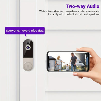 1440P Wireless Video Doorbell Camera WiFi Smart Doorbell with Night Vision Two-Way Audio Motion Detection Rechargeable Battery Local Storage AI Snapshot for Home Security